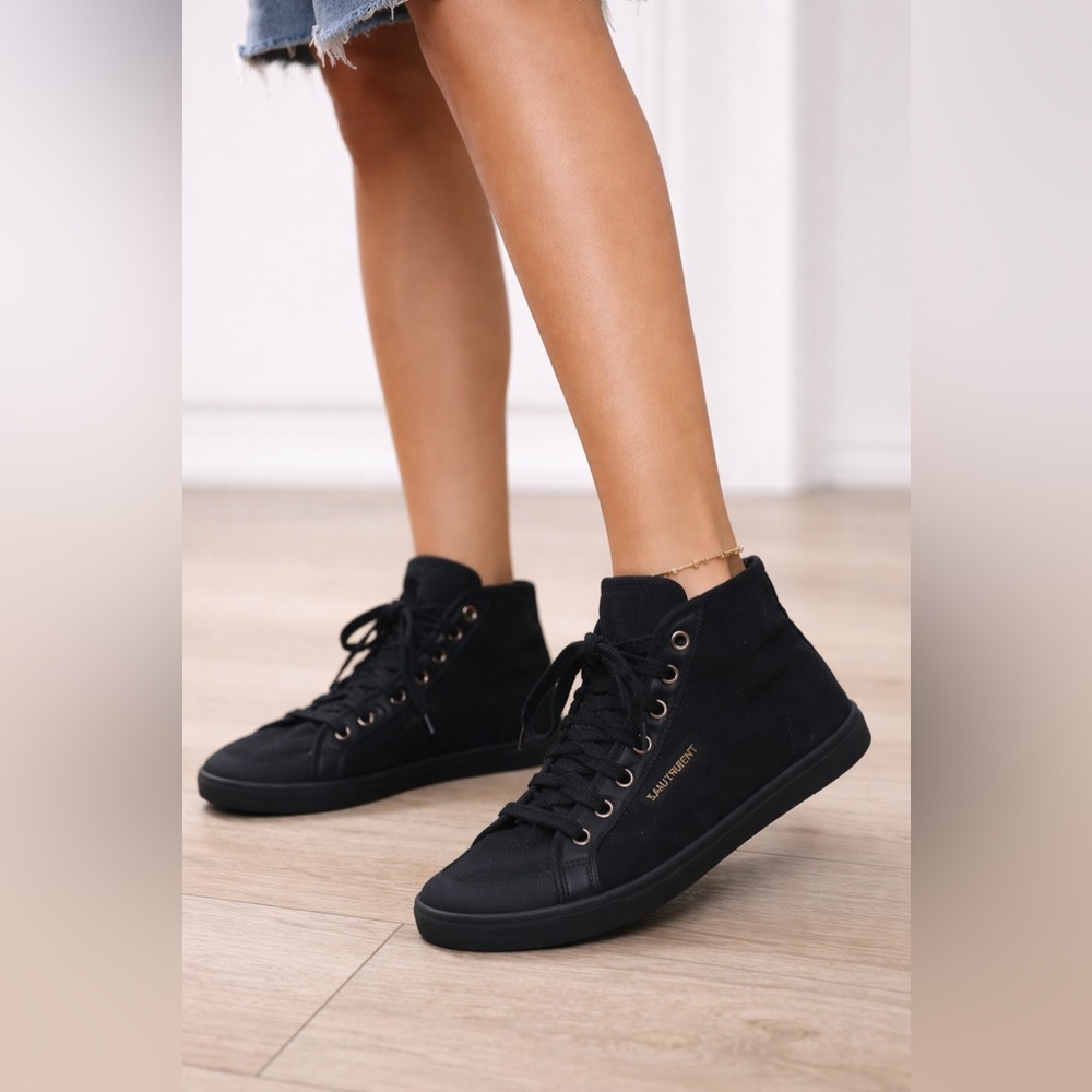 Saint Laurent Paris Black High-Top Sneakers EU 41.5 US 8.5–9 Unix100% original
